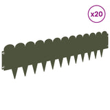 Lawn Edging 20 pcs 103 x 25 cm Steel Olive Green 8008703
