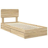 Storage Bed with Drawer Sonoma Oak 100 x 200 cm Engineered Wood 3412306