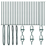 Fence Post with Concrete Base 26 pcs Green Powder-Coated Steel 3350217