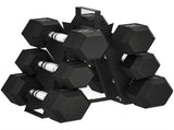 Hex Dumbbell Set with Weights Storage Rack, Rubber Coated Dumbbells, Non-Slip Chrome Handles, T3398P376772
