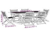 7 Piece Garden Dining Set 180x90x75 cm Solid Wood Acacia 3321530