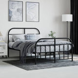 Bed Frame Black Powder-Coated Steel 120x190 cm Bed Frame 353650