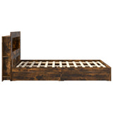 Bed Frame with Storage Smoked Oak 135 x 190 cm Engineered Wood 3433669
