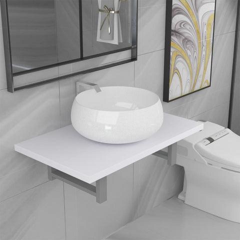 ZNTS Two Piece Bathroom Furniture Set Ceramic White 279343