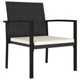 Garden Dining Chair Set of 2 Black Poly rattan Medium Durable 317170