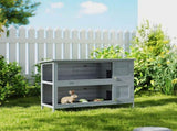 Rabbit Hutch Outdoor Guinea Pig Hutch Bunny Cage with No-Leak Trays, Divider, 136 x 50 x 93cm, Grey T3398P548529