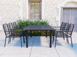 Garden Dining Set Black Powder-coated steel, glass, cotton rope 3060211