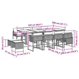 13 Piece Garden Dining Set with Cushions Black Poly Rattan 3211347