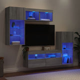 5 Piece TV Wall Units with LED Grey Sonoma Engineered Wood 3216730