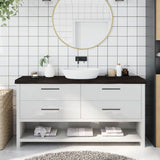 Bathroom Countertop Dark Brown 160x40x cm Treated Solid Wood 3156252