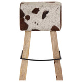 Bar Stool 2 pcs Brown and White 44 x 33 x 74 cm Real Leather 42042125