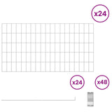 Garden Fence with Stakes 24 pcs 95 x 50 cm Mesh Silver 42042973