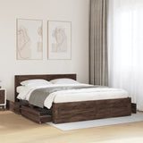 Bed Frame with Headboard without Mattress Brown Oak 160x200 cm 3295554
