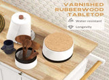 Rolling Kitchen Island Storage Trolley with Rubber Wood Top & Drawers for Dining Room, White T3398P329526