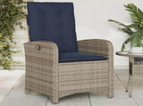 Reclining Garden Chair with Cushions Grey Poly Rattan 365167