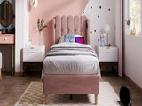 (N601P288477R) Upholstered Single Bed with USB and Type-C Charging, 3FT Bed Frame with Wooden N601P459871R