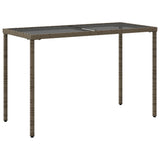 Garden Table with Glass Top Grey 115x54x74 cm Poly Rattan 365073