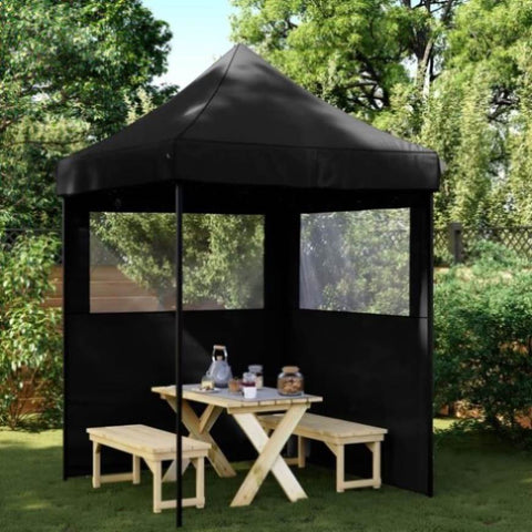 Foldable Party Tent Pop-Up with 2 Sidewalls Black 4004998