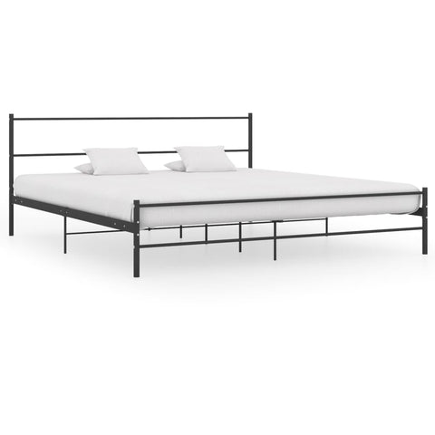 284688 Bed Frame without Mattress Black Metal 180x200 cm Super King