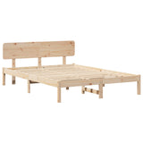 Bed Frame with Headboard Natural 140 x 200 cm Solid Pine Wood 872104