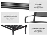 Garden Bench Furniture Patio Park 2 Person Chair Seat Steel Black 120cm Outdoor T3398P325199