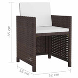 42544 9 Piece Outdoor Dining Set with Cushions Poly Rattan Brown