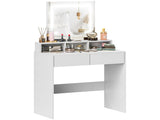 Storage Dressing Table, with LED Light Mirror - White T3398P343016