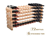 Six-Tier, 72 Bottle Wooden Wine Rack - Natural T3398P344335