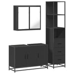 ZNTS 3 Piece Bathroom Furniture Set Black Engineered Wood 3301130