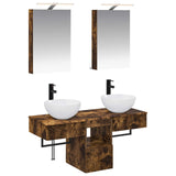 Bathroom Cabinet Set 5 pcs Smoked Oak Engineered Wood 3406275