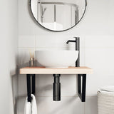 Basin Shelf Wall Mounted Steel and Solid Wood Beech 3302507