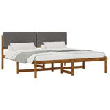 Bed Frame with Upholstered Headboard Natural and Light Grey 3405108