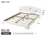 4ft6 Double Premium Velvet Upholstered Bed Frame with Scalloped Channel Tufted Design, Height N652P411467W