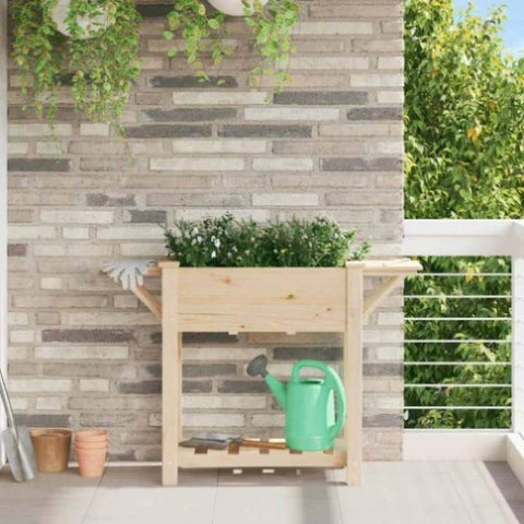 Garden Planter Beige 111 x 37 x 76.5 cm Solid fir wood 42006574