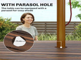 Wooden Garden Dining, 6 Seater Round Dining Picnic Table with Matching Bench, Garden Furniture T3398P554140