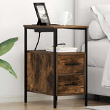 Bedside Cabinet with Drawer 2 pcs Smoked Oak 30 x 48 x 61 cm 859415