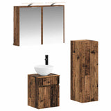 Bathroom Furniture Set 4 pcs Old Wood Engineered Wood and Glass 3407469
