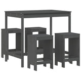 5 Piece Garden Bar Set Grey Solid Wood Pine 3157747