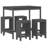5 Piece Garden Bar Set Grey Solid Wood Pine 3157747