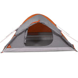 Camping Tent Dome 4-Person Grey and Orange Waterproof 94648