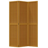 Room Divider 3 Panels Brown Solid Wood Paulownia 358814