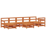 Garden Lounge Set 8 pcs Wax Brown Pine Solid Pine Wood 3418120