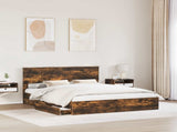 Storage Bed with Drawer Smoked Oak 160 x 200 cm Engineered Wood 3410781