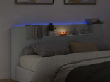 Storage Headboard with LED White Engineered Wood 3418682