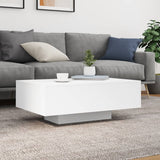 Coffee Table with LED Lights White 85x55x31 cm 836609