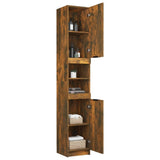 Bathroom Cabinet Smoked Oak 32x34x188.5 cm Engineered Wood 817069