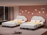 3ft Single Upholstered Bed with LED Adjustable Cute Cloud Headboard, Soft Velvet Bed Frame with N652P241968W