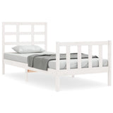 Bed Frame without Mattress White 90x190 cm Single Solid Wood Pine 3192067