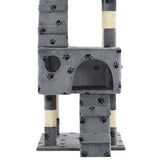 Cat Tree with Sisal Scratching Posts 170 cm Paw Prints Grey 170613
