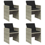 Garden Chairs with Cushions 4 pcs Light Grey Poly Rattan 364937